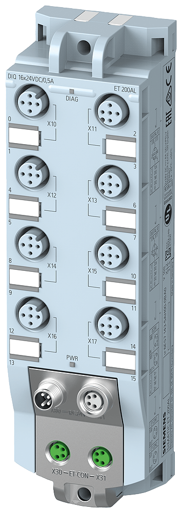 ET 200AL, DIQ 16x24VDC/0,5A, 8xM12