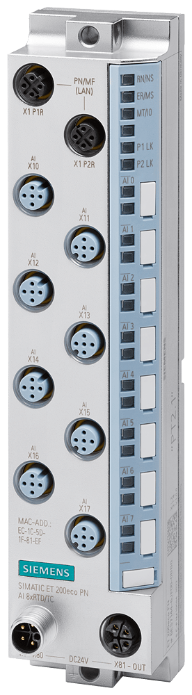ET 200eco PN, AI 8xRTD/TC, M12-L