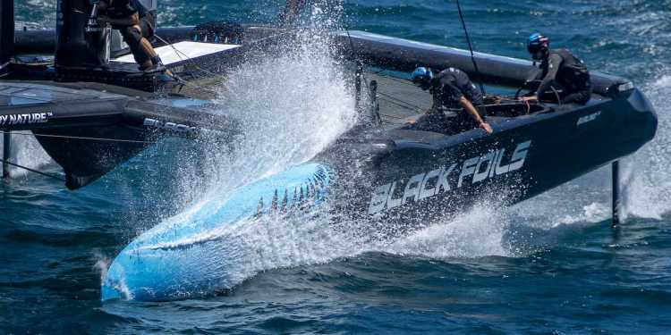 SailGP Perth: Black Foils and Switzerland Collide, Boat Damaged SailGP Perth: Black Foils and Switzerland Collide, Boat Damaged