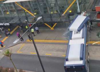 Electric Bus Collides with New Lynn Station Electric Bus Collides with New Lynn Station