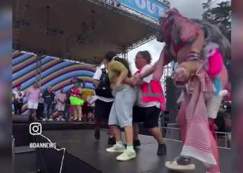 Protester Removed After Charging Stage in Auckland Protester Removed After Charging Stage in Auckland