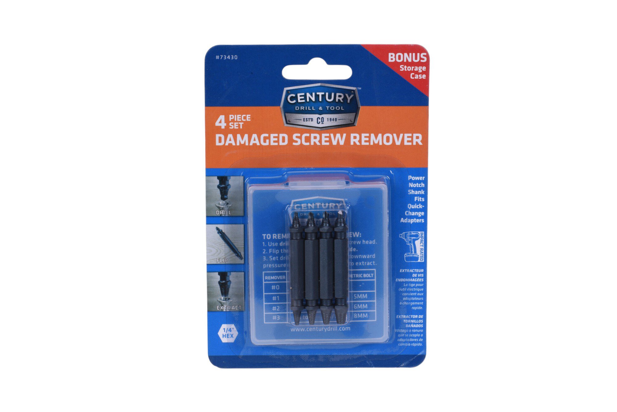 4 Piece Damaged Screw Remover Set