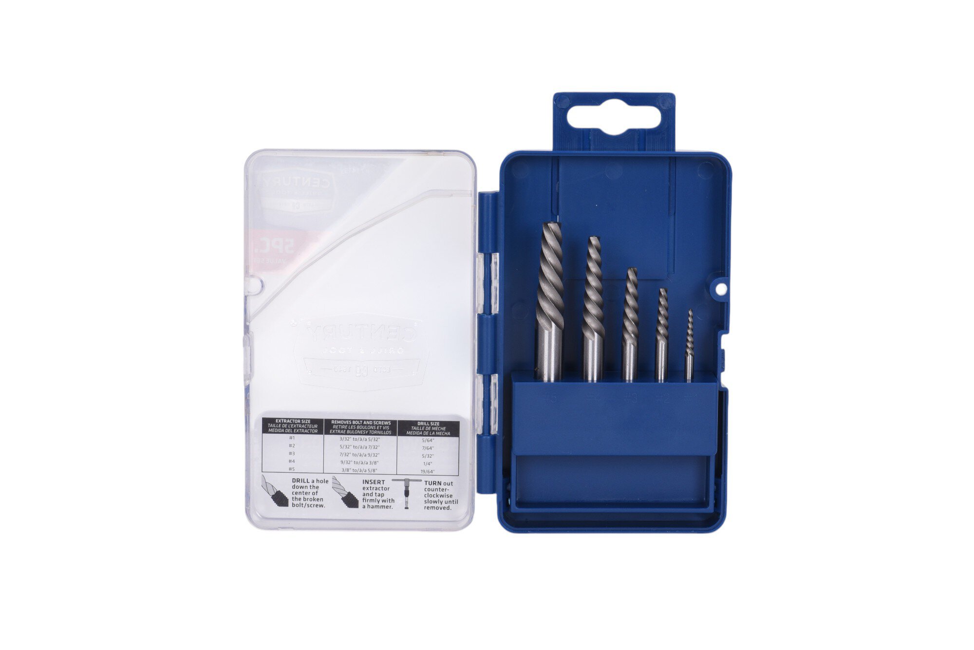 5 Piece Spiral Screw Extractor Set