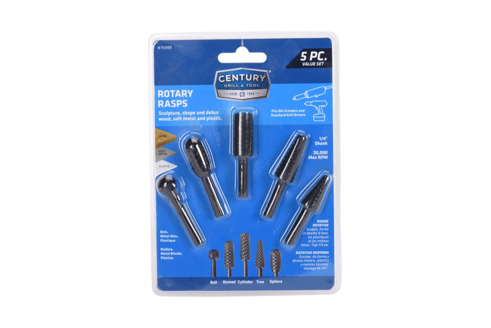 5 Piece Rotary Rasp Set