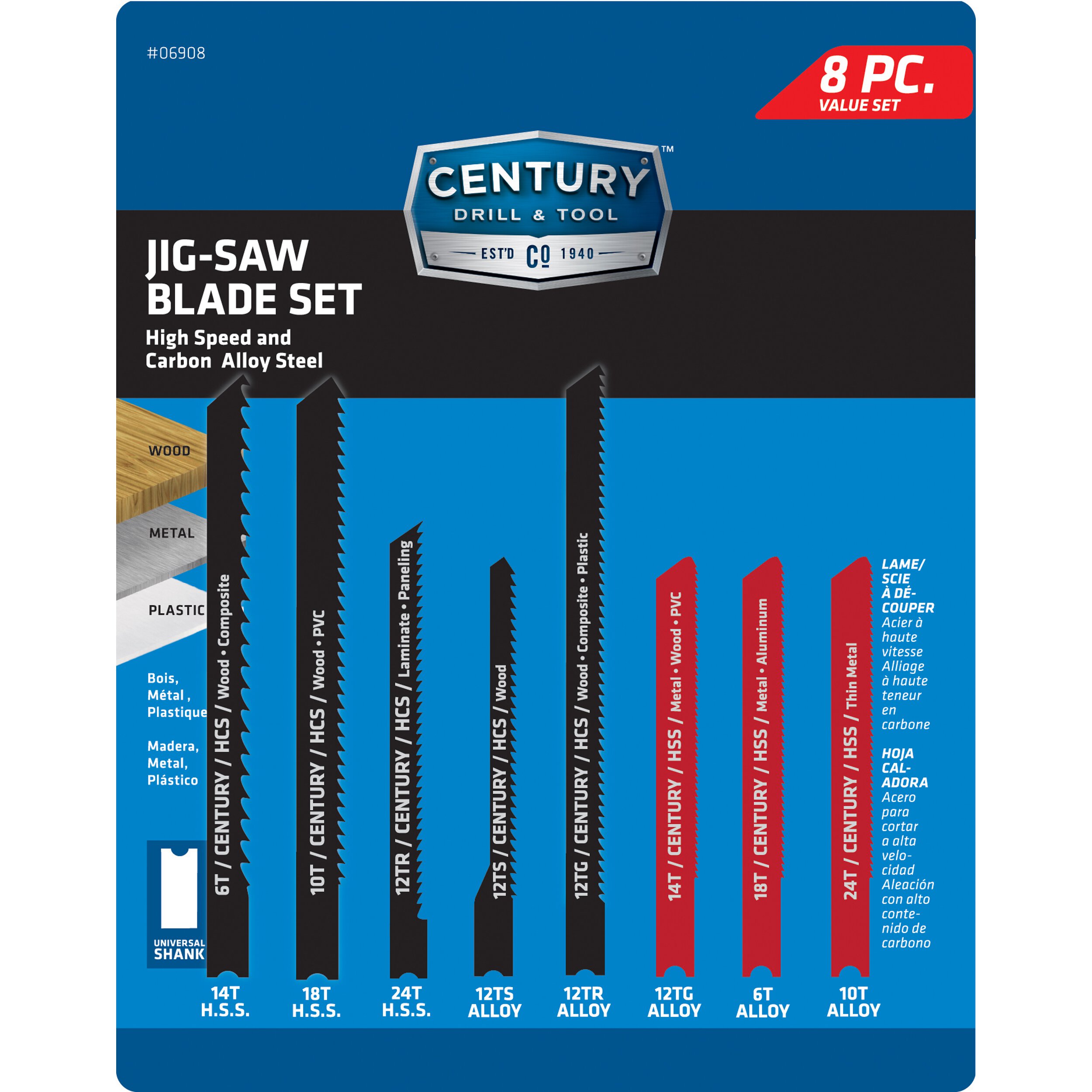8 Piece Alloy & HSS Jig-Saw Blade Set