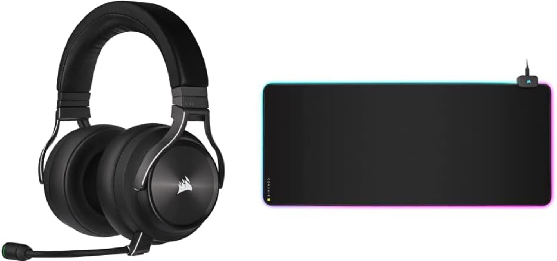 Corsair Virtuoso RGB Wireless XT High-Fidelity Gaming Headset with Bluetooth and Spatial Audio – Works with Mac, PC, PS5, PS4, Xbox Series X/S – Slate & MM700 RGB Extended Cloth Gaming Mouse Pad Corsair Virtuoso RGB Wireless XT High-Fidelity Gaming Headset with Bluetooth and Spatial Audio – Works with Mac, PC, PS5, PS4, Xbox Series X/S – Slate & MM700 RGB Extended Cloth Gaming Mouse Pad