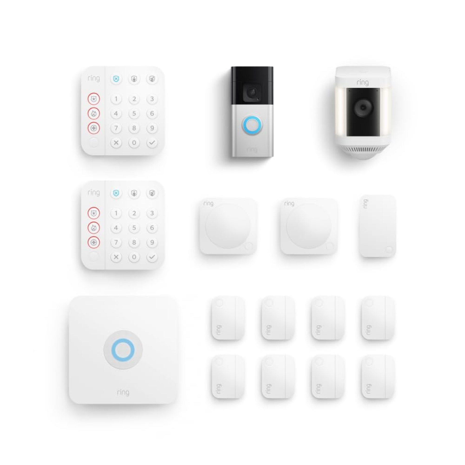 All-new Ring Battery Doorbell Plus with Ring Spotlight Cam Plus, (White) and Ring Alarm 14-Piece (White) All-new Ring Battery Doorbell Plus with Ring Spotlight Cam Plus, (White) and Ring Alarm 14-Piece (White)