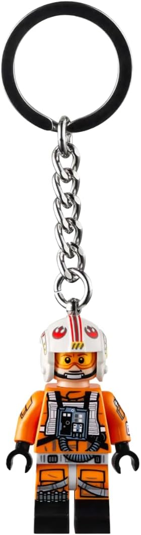 LEGO Star Wars Luke Skywalker Pilot Outfit Minifigure Keyring 854288, Orange, Small LEGO Star Wars Luke Skywalker Pilot Outfit Minifigure Keyring 854288, Orange, Small
