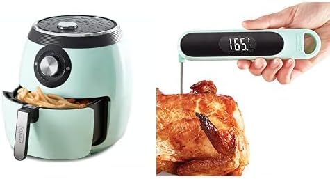 DASH Deluxe Electric Air Fryer with Temperature Control, 6qt – Aqua & DASH Quick-Read Meat Thermometer, Waterproof Kitchen and Outdoor Food Cooking Thermometer with Digital LCD Display – Aqua DASH Deluxe Electric Air Fryer with Temperature Control, 6qt – Aqua & DASH Quick-Read Meat Thermometer, Waterproof Kitchen and Outdoor Food Cooking Thermometer with Digital LCD Display – Aqua