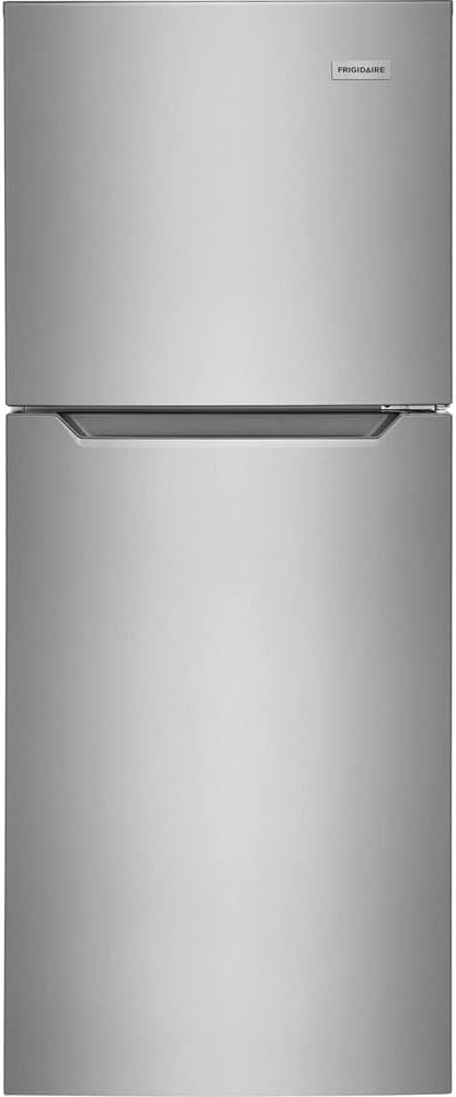 Frigidaire 10.1 Cu. Ft. Compact ADA Top Freezer Refrigerator in Brushed Steel with Electronic Control Panel, Reversible Door Swing, ENERGY STAR Frigidaire 10.1 Cu. Ft. Compact ADA Top Freezer Refrigerator in Brushed Steel with Electronic Control Panel, Reversible Door Swing, ENERGY STAR