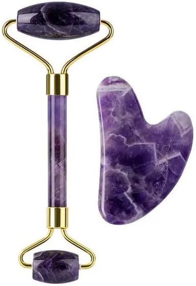 Face Roller Gua Sha Gouache Scraper Natural Amethyst Rose Jade Stones Roller and Guasha Set Facial Lift Skin Care Tools, Type 10 Face Roller Gua Sha Gouache Scraper Natural Amethyst Rose Jade Stones Roller and Guasha Set Facial Lift Skin Care Tools, Type 10