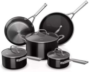 Ninja Foodi Never Stick 9pc Nonstick Cookware Set (9, Black)