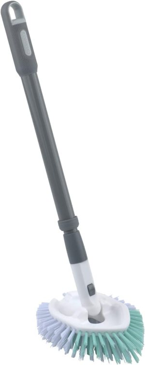 Casabella Tub & Tile Brush – Bathroom Cleaning Brush, Extendable Handle, All-Around Dual Bristles, Bristled Head, Non-Slip Grip