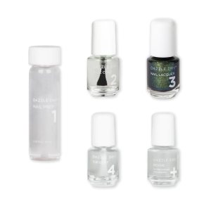 Dazzle Dry Mini Kit 4 Step System – Dragonfly – A full coverage, color-shifting, iridescent glittering green. Full coverage shimmer. (5 Piece Kit / 5 Manicures)