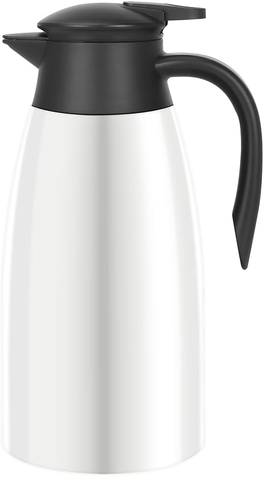 70oz Thermal Coffee Carafe Insulated Coffee Thermos Airpot, Stainless Steel Coffee Carafes Urn For Keeping Hot, Double Walled Insulated Vacuum Flask, Hot Beverage Drink Tea Coffee Dispenser, White 70oz Thermal Coffee Carafe Insulated Coffee Thermos Airpot, Stainless Steel Coffee Carafes Urn For Keeping Hot, Double Walled Insulated Vacuum Flask, Hot Beverage Drink Tea Coffee Dispenser, White