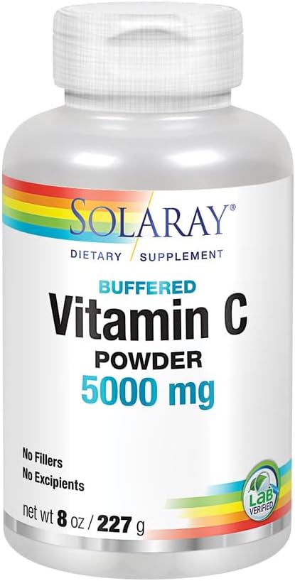 SOLARAY Vitamin C Crystalline 5000mg | Buffered Powder for Gentle Digestion | Healthy Immune Function, Collagen Synthesis & Antioxidant Support | 8 oz SOLARAY Vitamin C Crystalline 5000mg | Buffered Powder for Gentle Digestion | Healthy Immune Function, Collagen Synthesis & Antioxidant Support | 8 oz