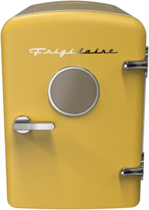 FRIGIDAIRE 6-CAN Mini Fridge, Yellow, 0.3 Cubic Feet