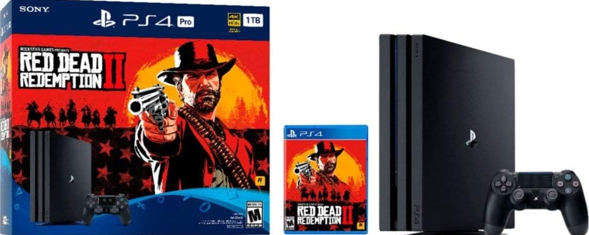 New Sony PlayStation 4 Pro 1TB Red Dead Redemption 2 Console Bundle with HDR Technology for 4K TV Gaming – Jet Black New Sony PlayStation 4 Pro 1TB Red Dead Redemption 2 Console Bundle with HDR Technology for 4K TV Gaming – Jet Black