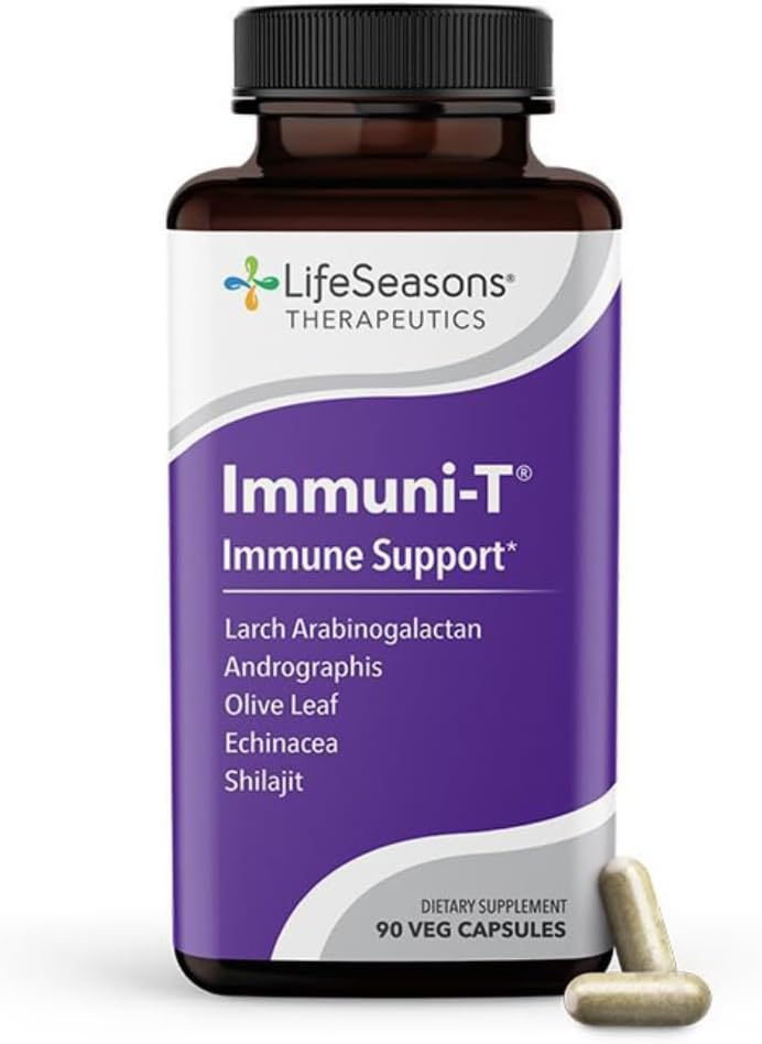 LifeSeasons Immuni-T – Immune Support Supplement – Immunity System Booster – Natural Cold & Flu Relief – Elderberry, Echinacea, Andrographis, Arabinogalactans & Olive Leaf – 90 Capsules LifeSeasons Immuni-T – Immune Support Supplement – Immunity System Booster – Natural Cold & Flu Relief – Elderberry, Echinacea, Andrographis, Arabinogalactans & Olive Leaf – 90 Capsules