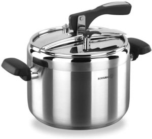 korkmaz Turbo 7 Quart Stove Top Pressure Cooker Stainless Steel Cookware Induction Compatible, Manual Slow Cooker, Rice Cooker, Steamer, Saute, Yogurt Maker and Warmer