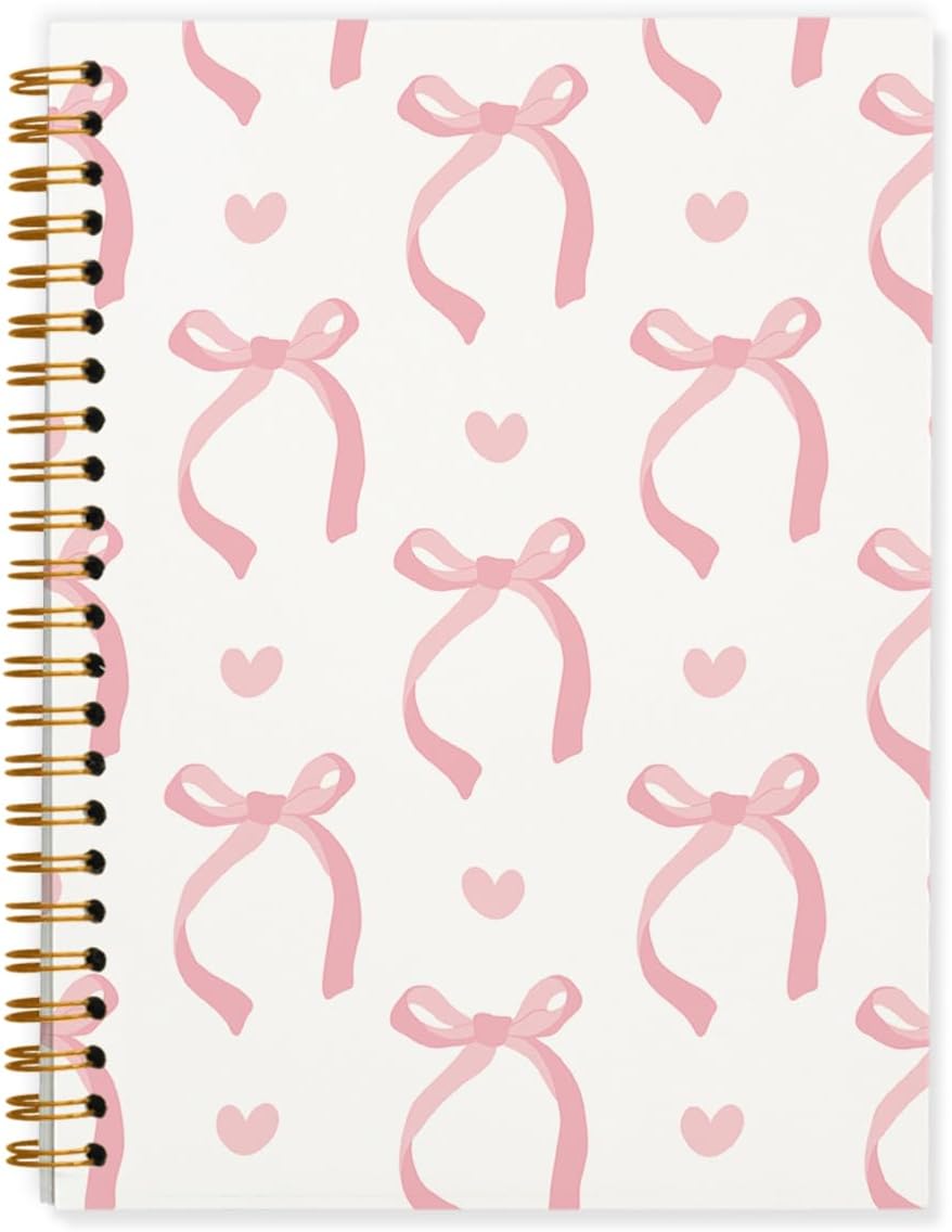 QUICQOD Journal for Teen Girls, Cute School Supplies for Girls Pink Bow Preppy Notebook Diary Stuff Stationary Hardcover Spiral Notebook 5.5×8.3 Inch QUICQOD Journal for Teen Girls, Cute School Supplies for Girls Pink Bow Preppy Notebook Diary Stuff Stationary Hardcover Spiral Notebook 5.5×8.3 Inch