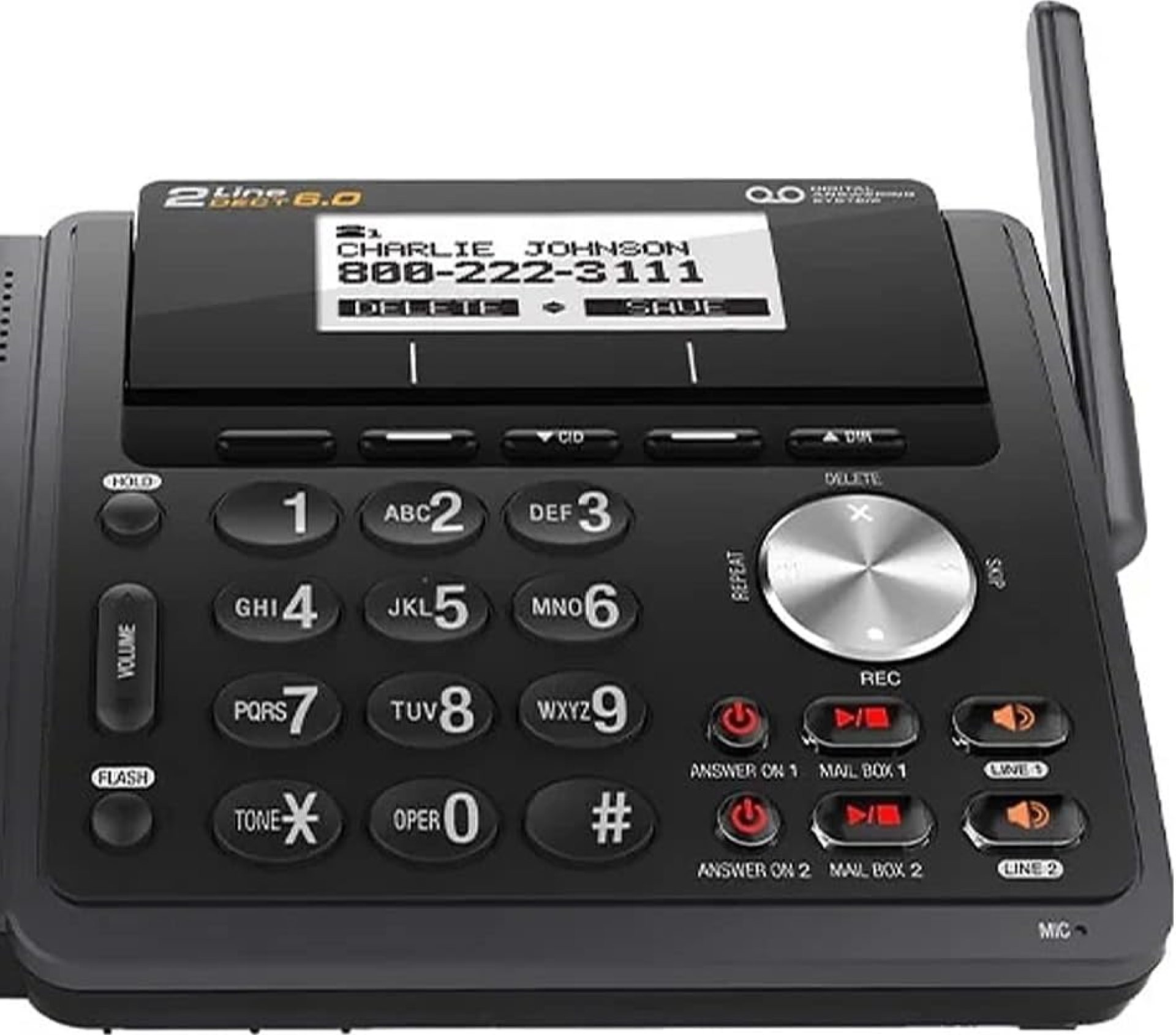 AT&T TL88102BK DECT 6.0 2-Line Expandable Cordless Phone with Answering System and Dual Caller ID/Call Waiting, 3 Handsets, Black AT&T TL88102BK DECT 6.0 2-Line Expandable Cordless Phone with Answering System and Dual Caller ID/Call Waiting, 3 Handsets, Black