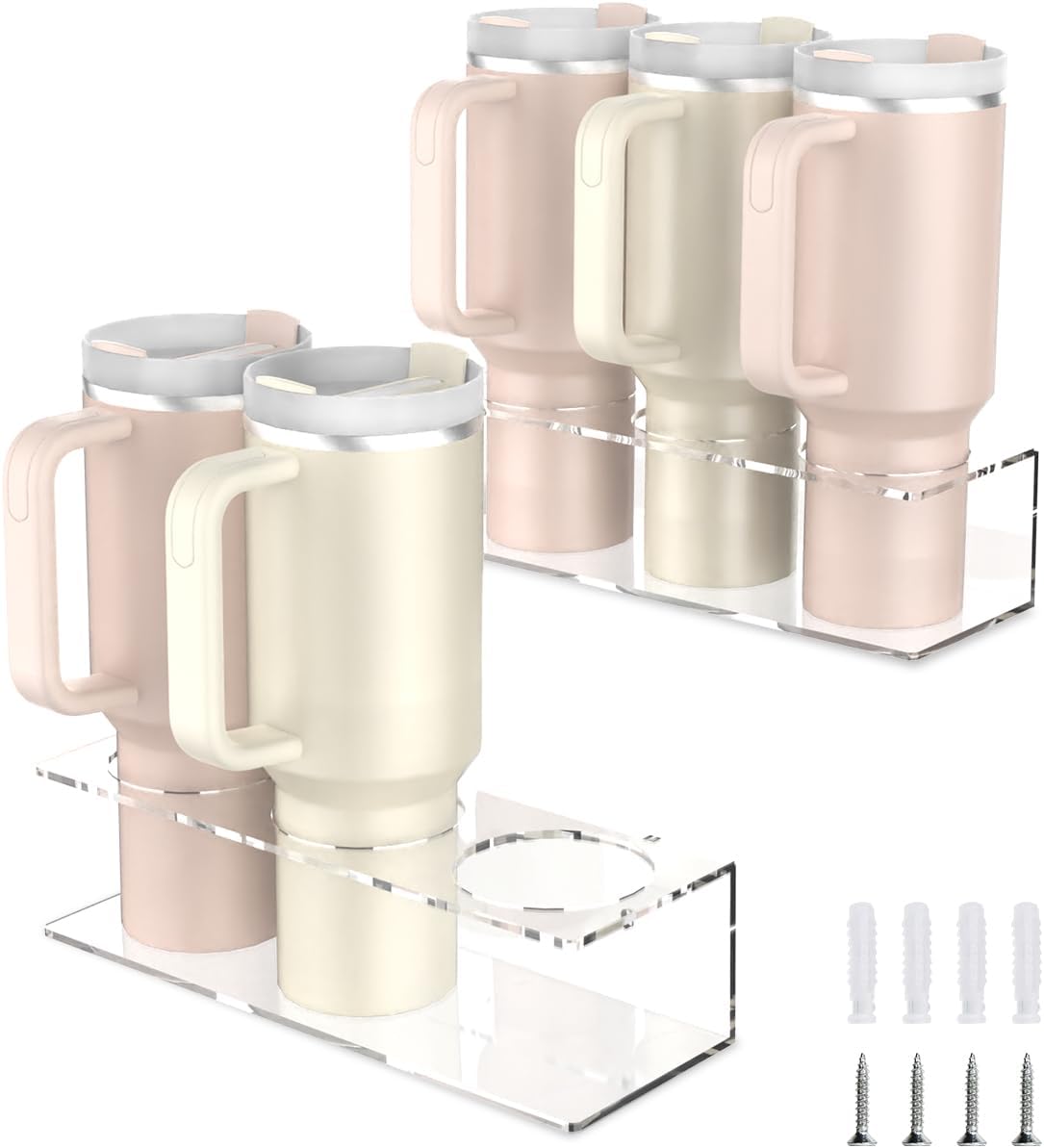 2 Pack Acrylic Water Bottle Organizer for Stanley 40 oz, Stanley Cup Holder, Wall Mounted Spray Can Holder Storage Rack, Tumbler Holder Organizer for Kitchen, Stanley Cup Accessories, Easy to Install 2 Pack Acrylic Water Bottle Organizer for Stanley 40 oz, Stanley Cup Holder, Wall Mounted Spray Can Holder Storage Rack, Tumbler Holder Organizer for Kitchen, Stanley Cup Accessories, Easy to Install