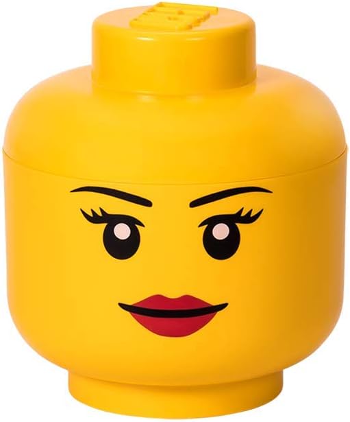 Lego Storage Head, Large, Girl, 9-1/2 x 9-1/2 x 10-3/4 Inches, Yellow Lego Storage Head, Large, Girl, 9-1/2 x 9-1/2 x 10-3/4 Inches, Yellow