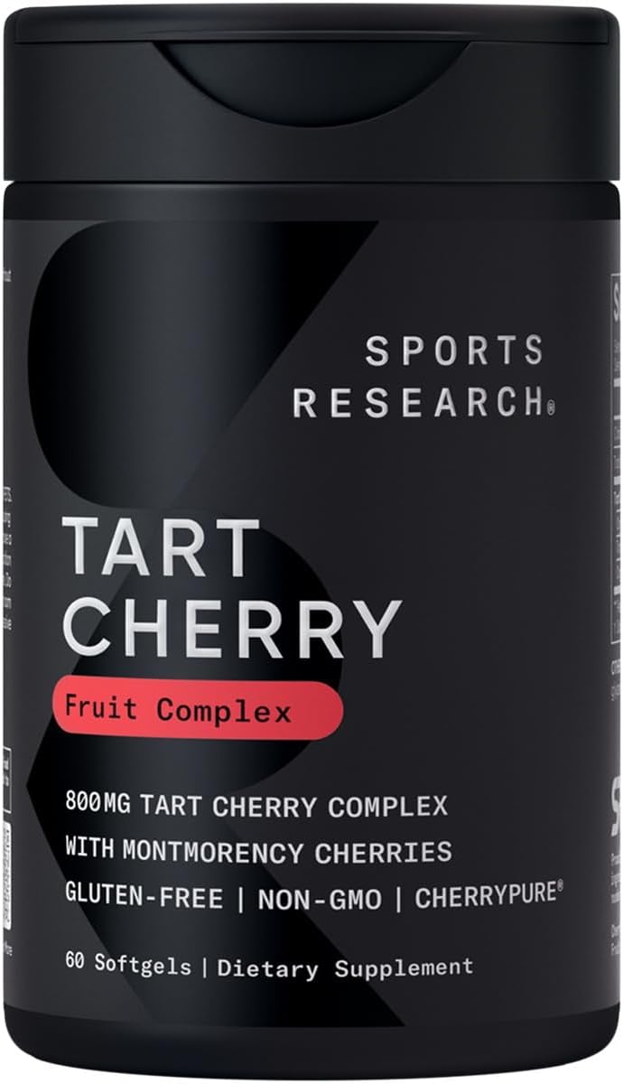 Sports Research Tart Cherry Capsules – Made from Montmorency Tart Cherries – Non-GMO & Gluten Free – 60 Liquid Softgels Sports Research Tart Cherry Capsules – Made from Montmorency Tart Cherries – Non-GMO & Gluten Free – 60 Liquid Softgels