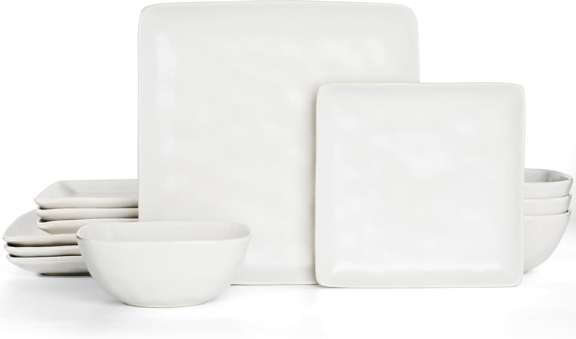 Famiware Dinnerware Sets for 4, Ocean Square 12-Piece Kitchen Plates and Bowls Sets, Microwave and Dishwasher Safe, Scratch Resistant, Matte White Famiware Dinnerware Sets for 4, Ocean Square 12-Piece Kitchen Plates and Bowls Sets, Microwave and Dishwasher Safe, Scratch Resistant, Matte White