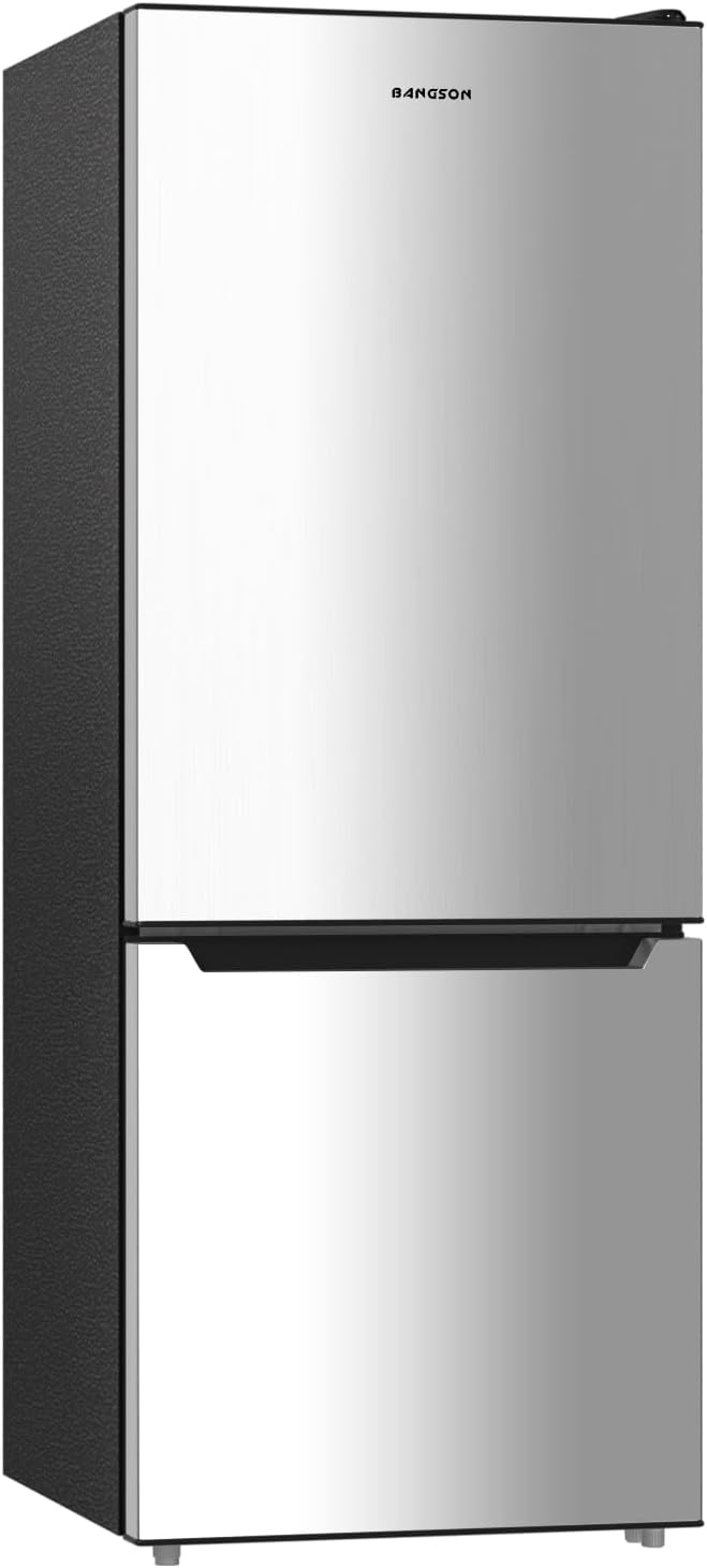 BANGSON 7.1 Cu.Ft Refrigerator with Freezer, Apartment Size Fridge with Bottom Freezer, for Apartment, Office, Kitchen and Garage, Stainless Steel, Silver BANGSON 7.1 Cu.Ft Refrigerator with Freezer, Apartment Size Fridge with Bottom Freezer, for Apartment, Office, Kitchen and Garage, Stainless Steel, Silver