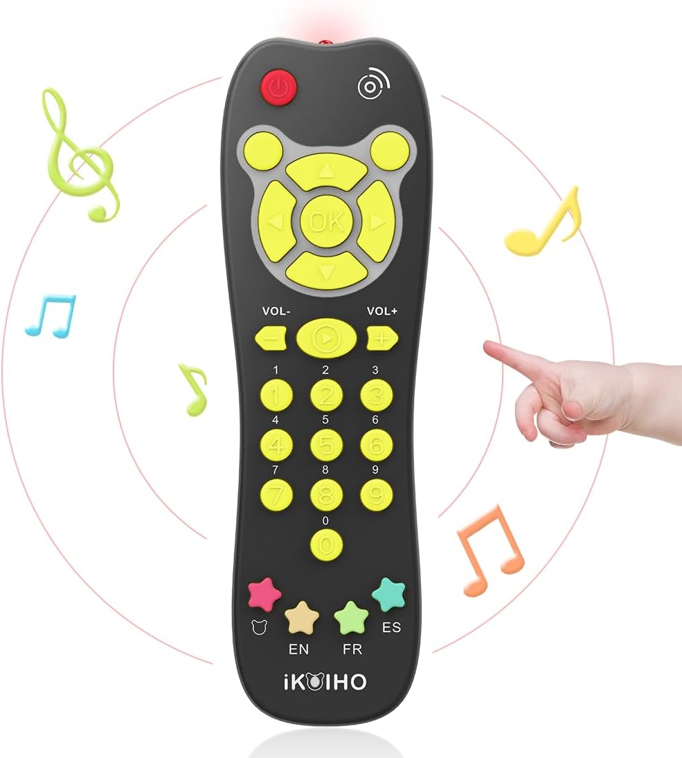Baby Remote Control Toy, Realistic Toddler TV Remote Toy with Light Sound Kid Learning Education Musical Toys with English French Spanish Infant Gift for Boys Girls 6M+ (Black) Baby Remote Control Toy, Realistic Toddler TV Remote Toy with Light Sound Kid Learning Education Musical Toys with English French Spanish Infant Gift for Boys Girls 6M+ (Black)