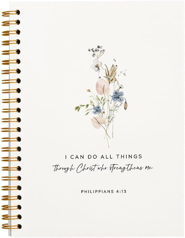 Tizzer Christian Bible Notebook for Women, Floral Christian Prayer Spiral Journal, Scripture Bible Journaling Notebooks for Note Taking, Christian Gifts for Women, Philippians 4:13 I Can Do All Things Hardcover Spiral Notebook 5.5×8.3 Tizzer Christian Bible Notebook for Women, Floral Christian Prayer Spiral Journal, Scripture Bible Journaling Notebooks for Note Taking, Christian Gifts for Women, Philippians 4:13 I Can Do All Things Hardcover Spiral Notebook 5.5×8.3