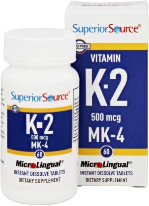 Superior Source Vitamin K2 500 mcg MK-4 – Bone Strength & Health Support Supplement – Vitamin K Supplement Aids Soft Tissue Health & Calcium Absorption – 60 Sublingual Dissolving Tablets