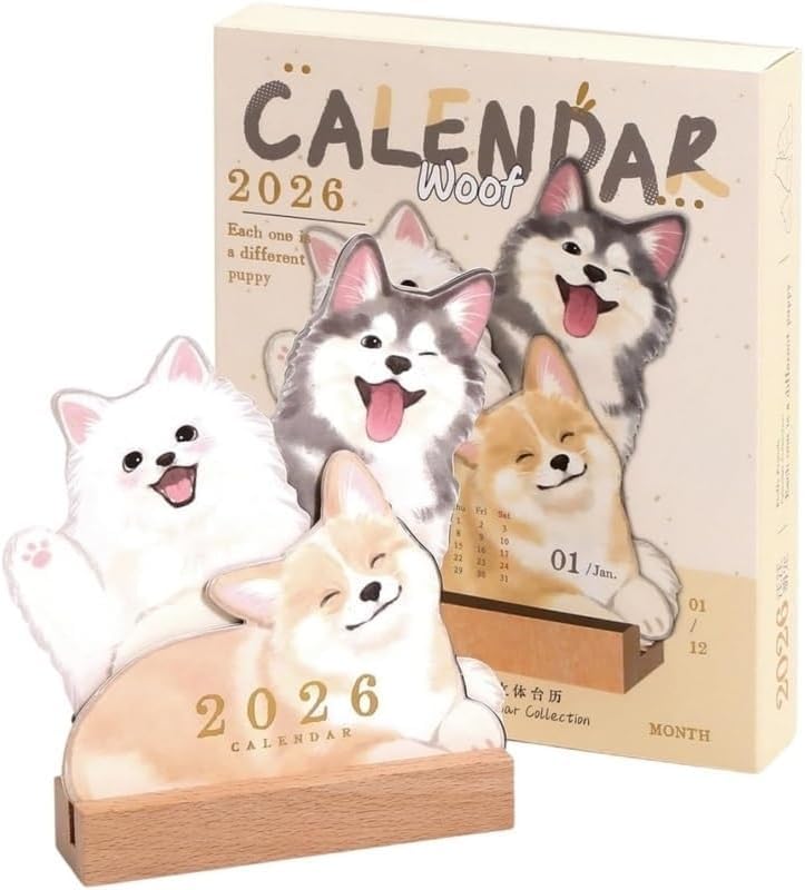 Small Desk Calendar 2026, Mini Dog Desktop Calendar 2026 With Wooden Base, Cute Notes Monthly Planner, Gift For pet Lovers (dog) Small Desk Calendar 2026, Mini Dog Desktop Calendar 2026 With Wooden Base, Cute Notes Monthly Planner, Gift For pet Lovers (dog)
