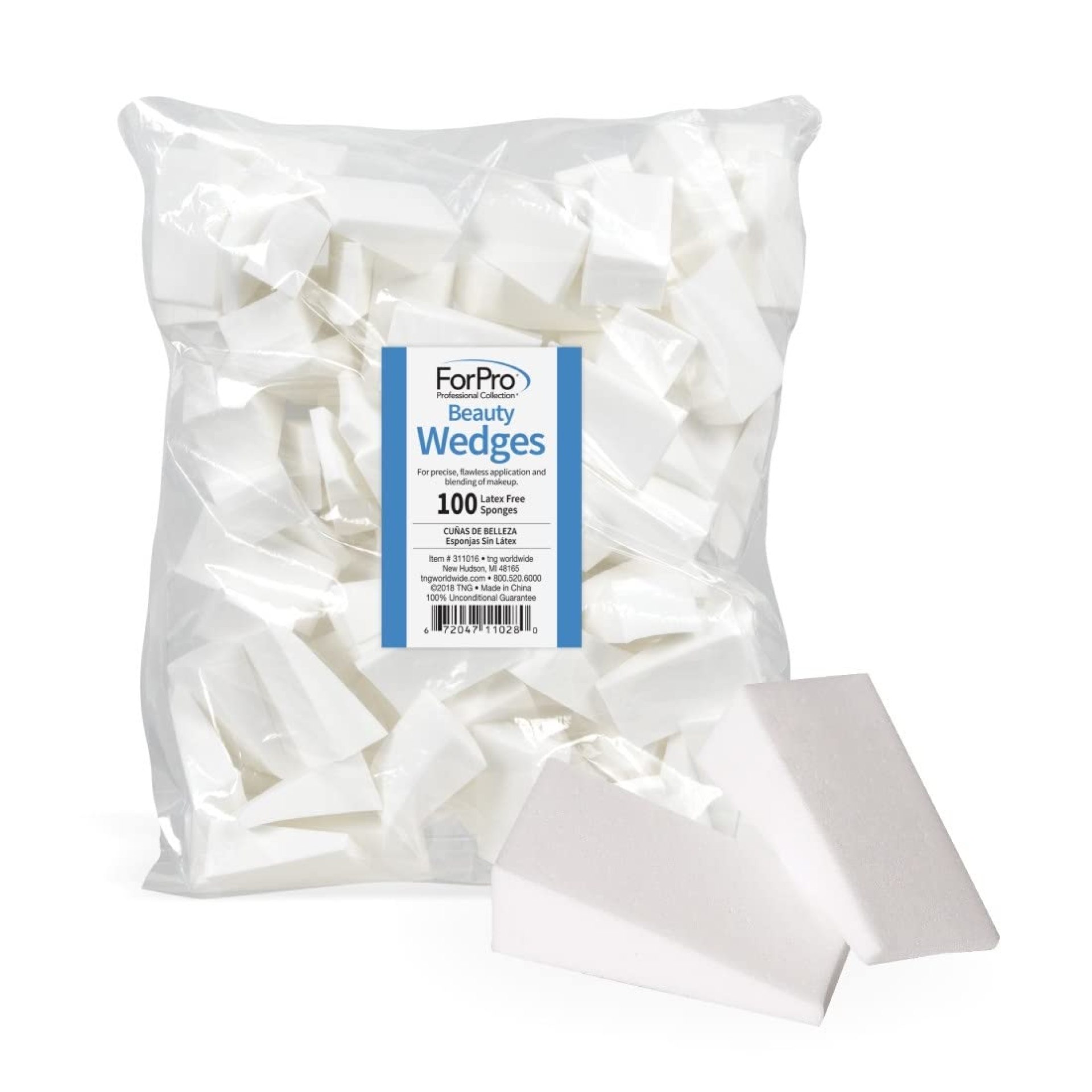 ForPro Professional Collection Beauty Wedges, Latex Free Foam Sponges, Makeup Blenders for Powder and Liquid Makeup, 100-Count ForPro Professional Collection Beauty Wedges, Latex Free Foam Sponges, Makeup Blenders for Powder and Liquid Makeup, 100-Count