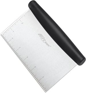 ALLTOP Bench Scraper & Chopper for Kitchen – Ideal Baking Essential Utensil,Stainless Steel Pastry/Dough/Food Cutter Tool for Cake Pizza Bread,Cooking – 1 Pack,Black