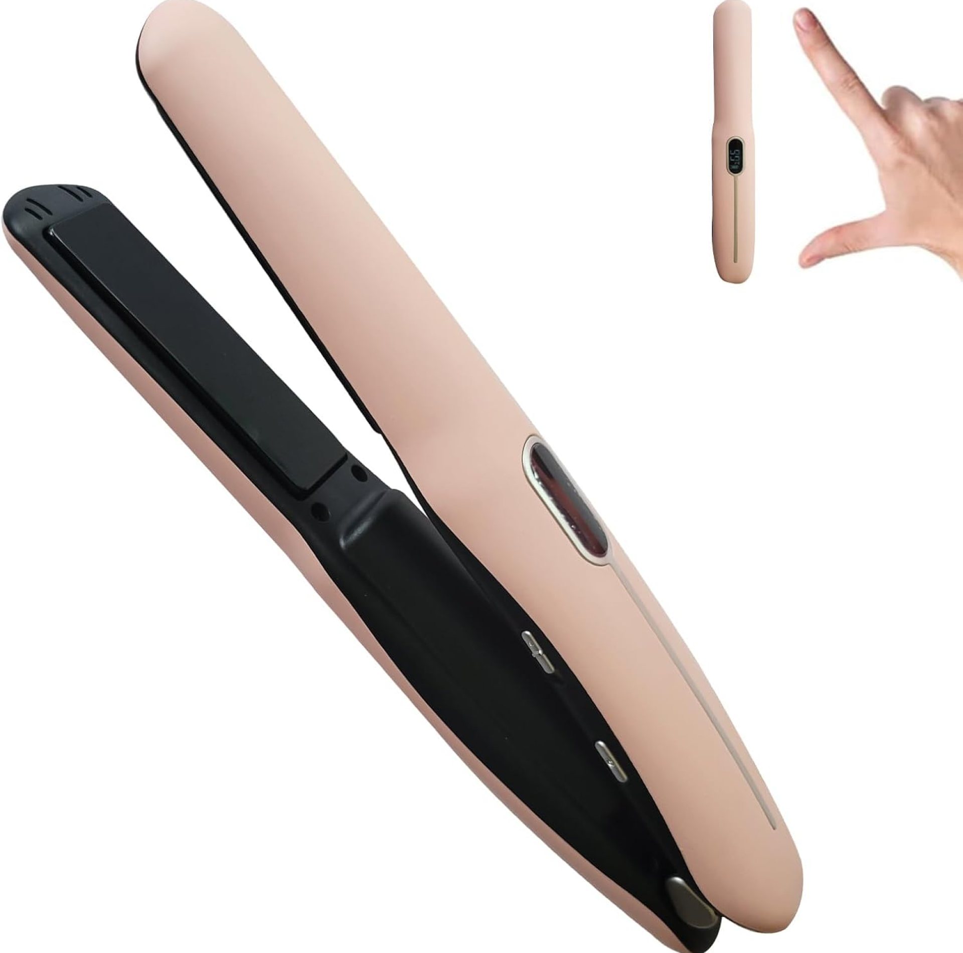 Cordless Hair Straightener and Curler 2 in 1 Portable Flat Iron Wireless Hair Straightener for Travel, USB-C Rechargeable 4800 mAh Battery Fast Heating Pink Cordless Hair Straightener and Curler 2 in 1 Portable Flat Iron Wireless Hair Straightener for Travel, USB-C Rechargeable 4800 mAh Battery Fast Heating Pink