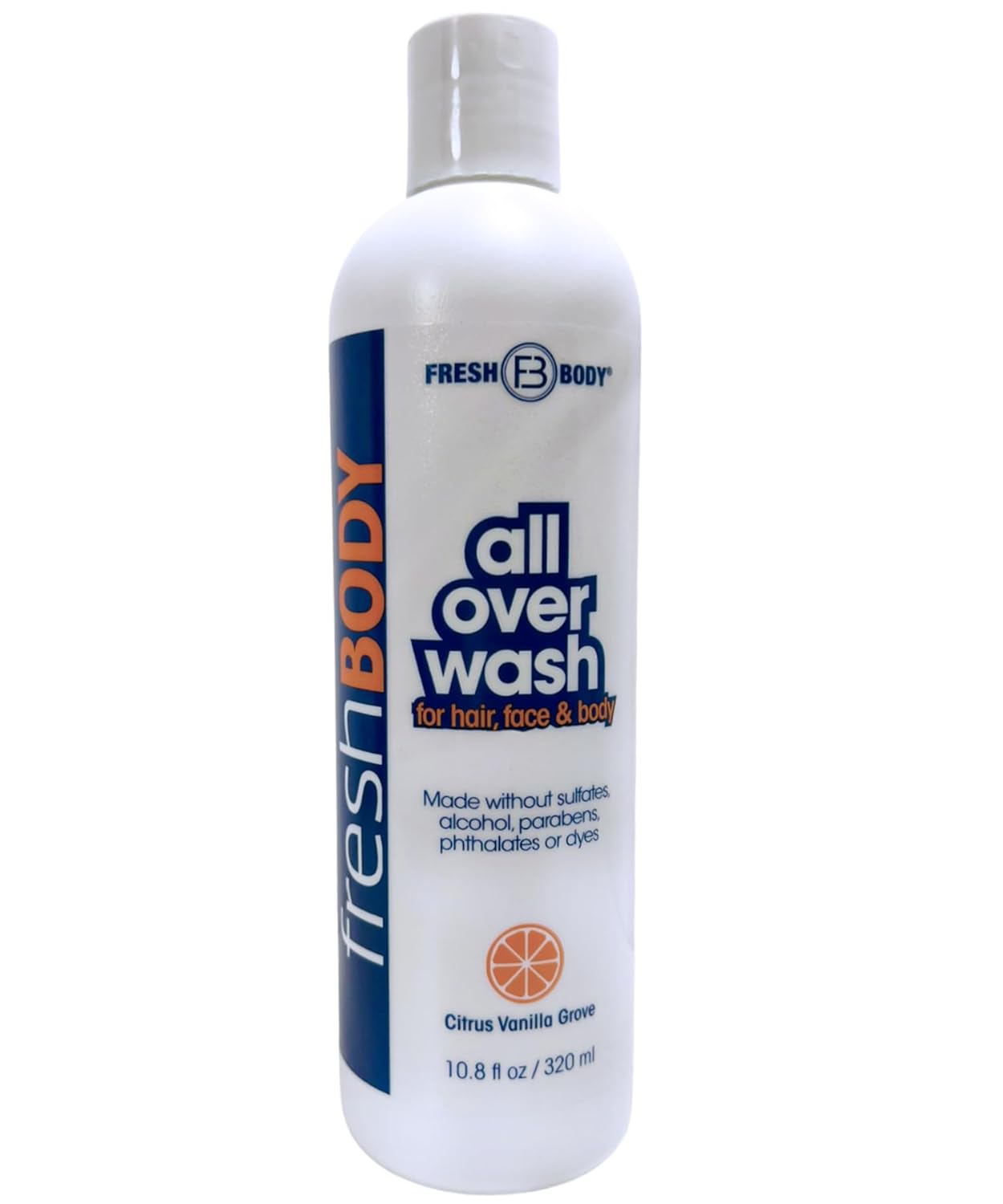 Fresh Body FB All Over Wash for Hair, Face & Body, 10.8oz Shampoo and Body Wash for Men & Women – Citrus Vanilla Grove Shower Gel, Made without Alcohol, Sulfates, Dyes or Parabens Fresh Body FB All Over Wash for Hair, Face & Body, 10.8oz Shampoo and Body Wash for Men & Women – Citrus Vanilla Grove Shower Gel, Made without Alcohol, Sulfates, Dyes or Parabens