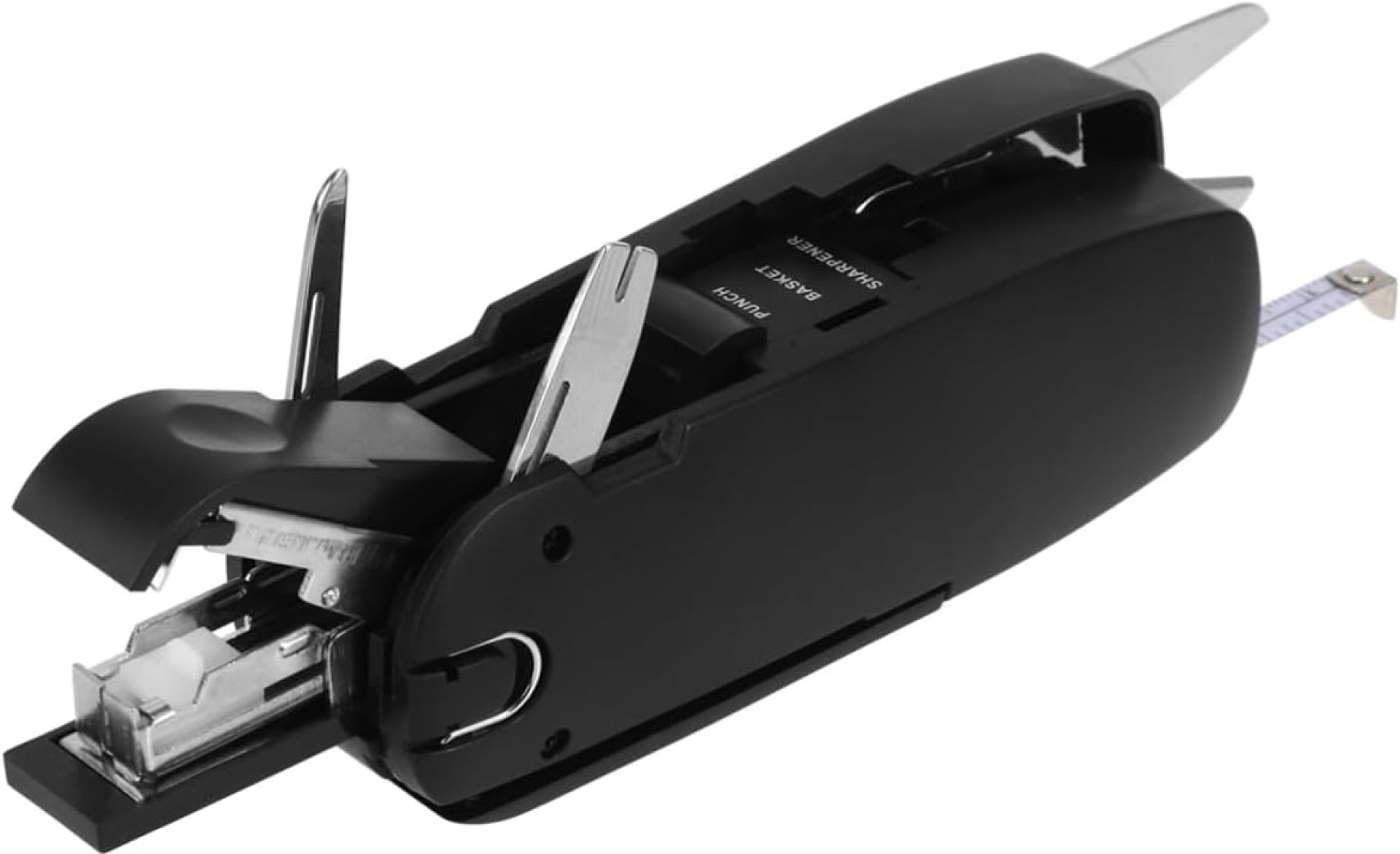 Uonlytech Multifunctional Stationery Tool Set Black Office Supplies with Scissors Ruler Sharpener Stapler Screwdriver Puncher and Nail Puller Portable Versatile Uonlytech Multifunctional Stationery Tool Set Black Office Supplies with Scissors Ruler Sharpener Stapler Screwdriver Puncher and Nail Puller Portable Versatile