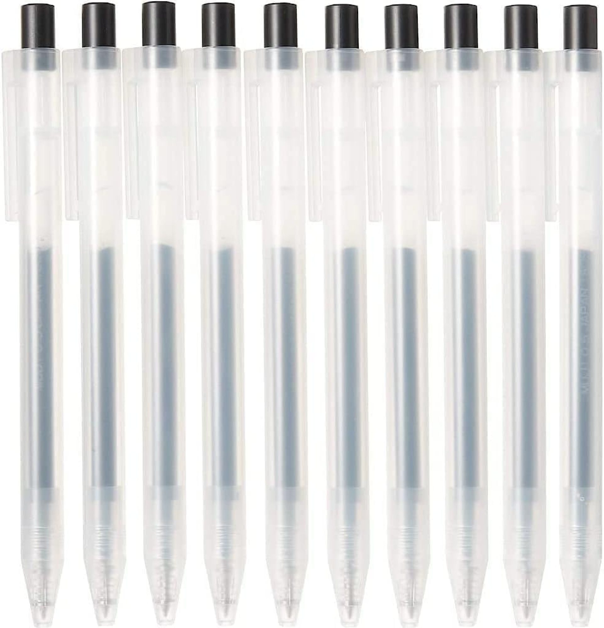 Smooth Gel Ink Ballpoint Pen Knock Type Retractable 10-Pieces Set, 0.5 mm Nib Size, Black (Black) Smooth Gel Ink Ballpoint Pen Knock Type Retractable 10-Pieces Set, 0.5 mm Nib Size, Black (Black)