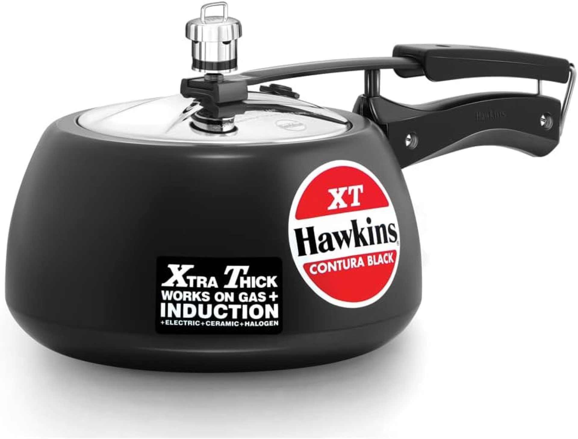 Hawkins Contura Hard Anodized Induction Compatible Extra Thick Base Pressure Cooker, Black, 3L Hawkins Contura Hard Anodized Induction Compatible Extra Thick Base Pressure Cooker, Black, 3L