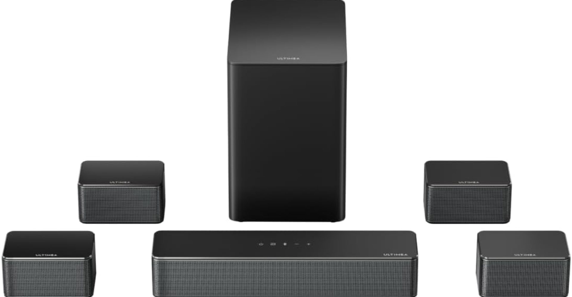 ULTIMEA 7.1ch Soundbar with Wireless Subwoofer, Virtual Surround Sound System for TV, App Control, 410W Peak Power, Sound bar for TV, 4 Wired Surround Speakers, Home Theater Sound System Poseidon D70 ULTIMEA 7.1ch Soundbar with Wireless Subwoofer, Virtual Surround Sound System for TV, App Control, 410W Peak Power, Sound bar for TV, 4 Wired Surround Speakers, Home Theater Sound System Poseidon D70