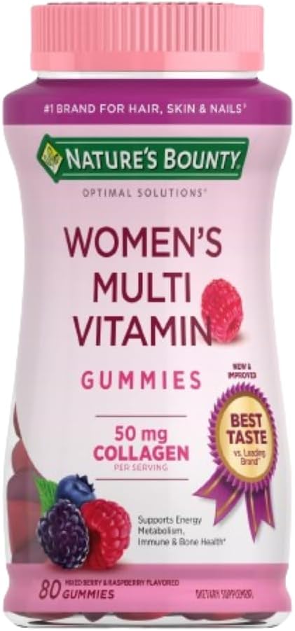 Nature’s Bounty Optimal Solutions Women’s Multivitamin, Immune and Cellular Energy Support, Bone Health, Raspberry Flavor, 80 Gummies, 40 Total Servings Nature’s Bounty Optimal Solutions Women’s Multivitamin, Immune and Cellular Energy Support, Bone Health, Raspberry Flavor, 80 Gummies, 40 Total Servings