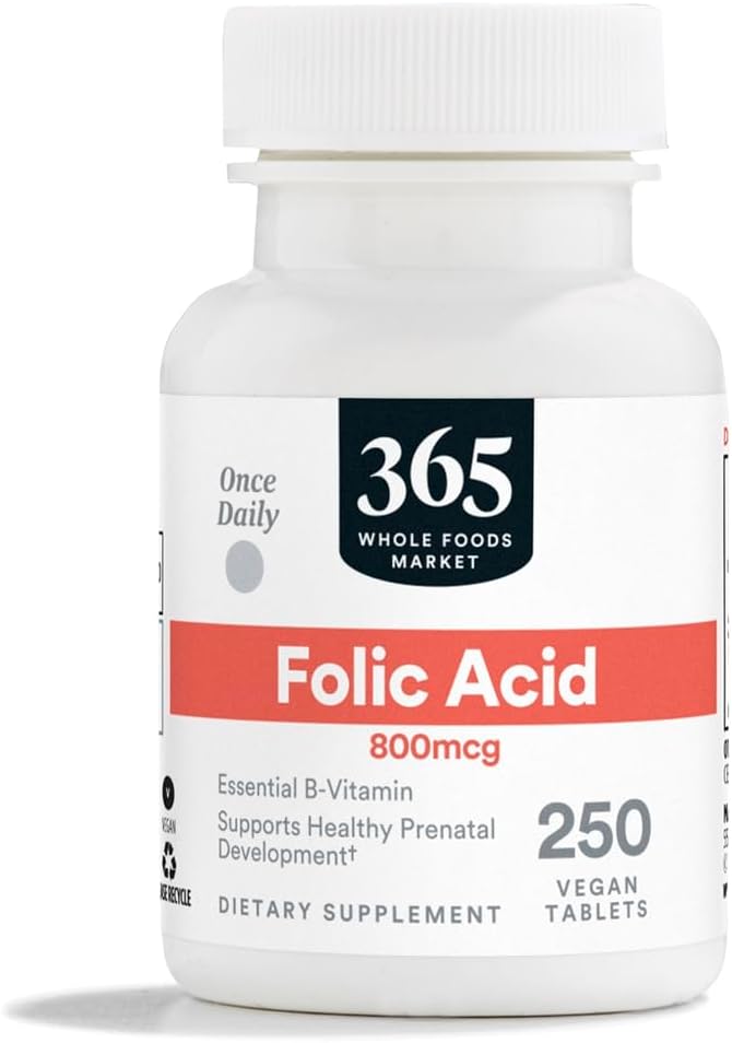 365 by Whole Foods Market, Folic Acid 800mcg, Vegan, 250 Tablets 365 by Whole Foods Market, Folic Acid 800mcg, Vegan, 250 Tablets