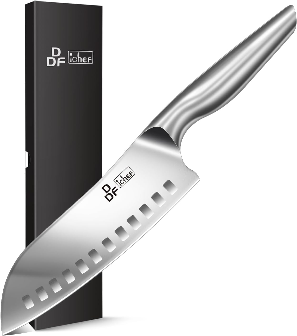 DDF iohEF Kitchen Knife, Chef’s Knife In Japanese Stainless Steel Professional Santoku Cooking Knife, 7 Inch Non-slip Ultra Sharp Knife with Ergonomic Handle DDF iohEF Kitchen Knife, Chef’s Knife In Japanese Stainless Steel Professional Santoku Cooking Knife, 7 Inch Non-slip Ultra Sharp Knife with Ergonomic Handle