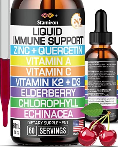 Zinc Quercetin Vitamin C D3 Liquid Immune Support with Vitamin A K2 Echinacea Chlorophyll and Elderberry – 9in1 Immune Defense Drops Complex for Immunity Health Respiratory Health – 60 Servings Zinc Quercetin Vitamin C D3 Liquid Immune Support with Vitamin A K2 Echinacea Chlorophyll and Elderberry – 9in1 Immune Defense Drops Complex for Immunity Health Respiratory Health – 60 Servings