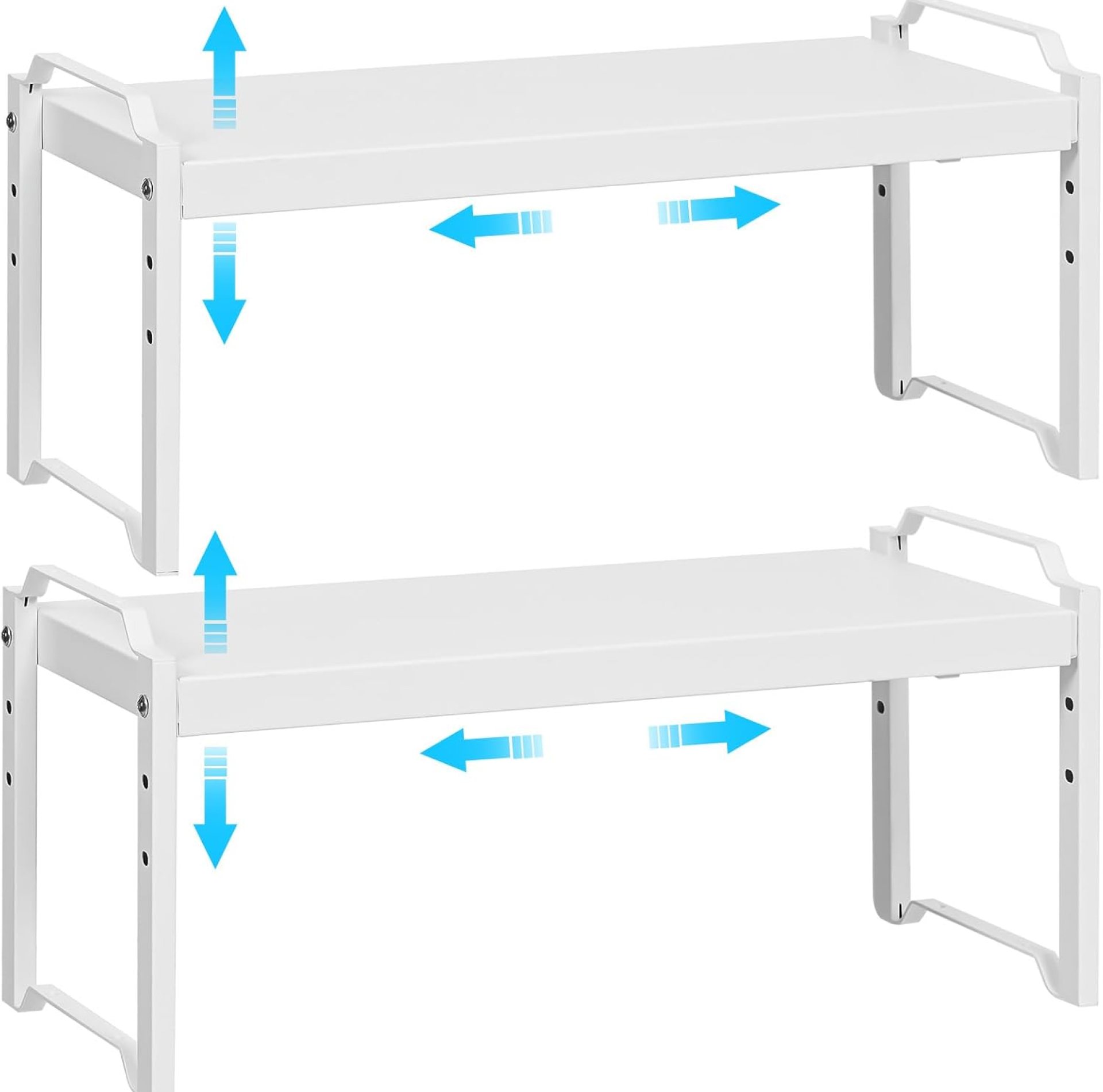 2 Pack Stackable Expandable Shelves For Kitchen Cabinet Countertop Storage, Adjustable Counter Cupboard Pantry Organizer Shelf Rack Stand, Length:25.5 Inch 2 Pack Stackable Expandable Shelves For Kitchen Cabinet Countertop Storage, Adjustable Counter Cupboard Pantry Organizer Shelf Rack Stand, Length:25.5 Inch