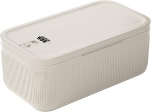 Small Lock Box for Medication Safe, Lockbox for Phone Jail, Medicine Lockable Storage Box with Code for First Aid Kits, Locked Food/Snackle Box Container for Home/Fridge/Office (Cream)