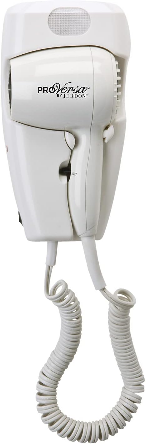 Jerdon Wall-Mount Hair Dryer – White Plug-in Hotel Style with 32 Power Cord – Wall Mounted JWM8C Jerdon Wall-Mount Hair Dryer – White Plug-in Hotel Style with 32 Power Cord – Wall Mounted JWM8C